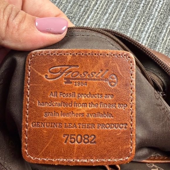 Fossil Brown Pebbled Leather Shoulder Bag style # 75082 - Picture 3 of 9